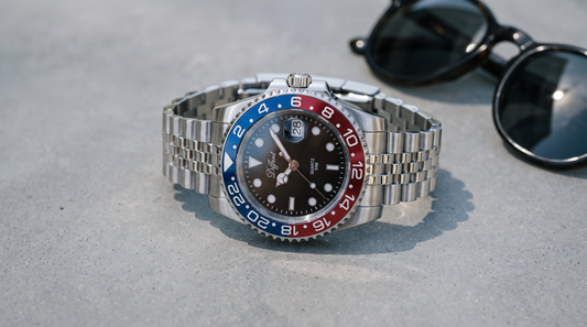 DIFFRNT Imperial watch with a two-tone bezel on concrete