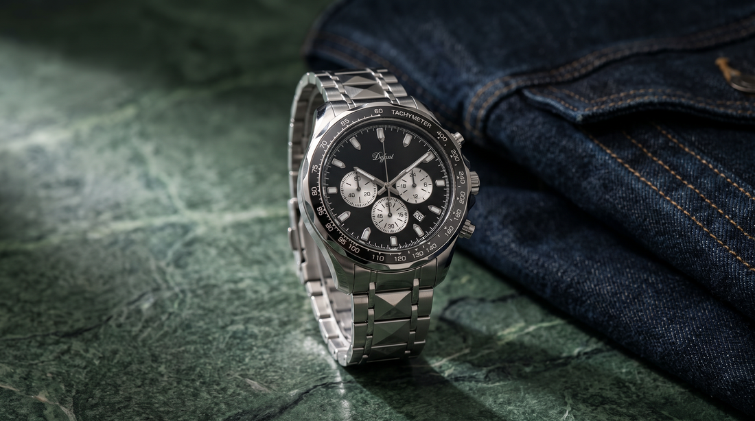 DIFFRNT Chronometer watch on dark green stone