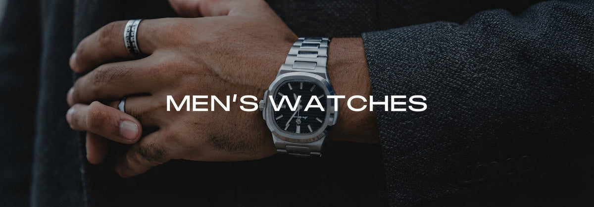 DIFFRNT men's watches: stainless steel watch with black dial on the wrist