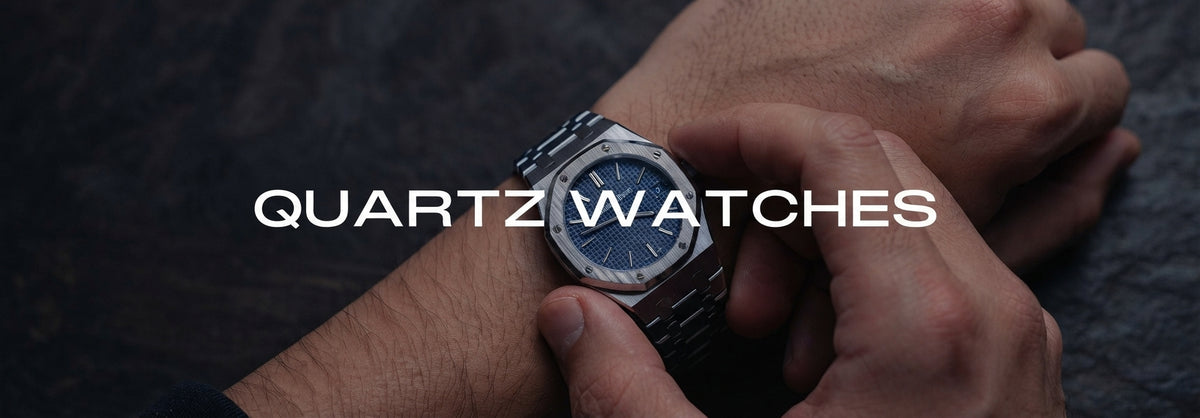 DIFFRNT quartz watches: stainless steel watch with blue dial on the wrist